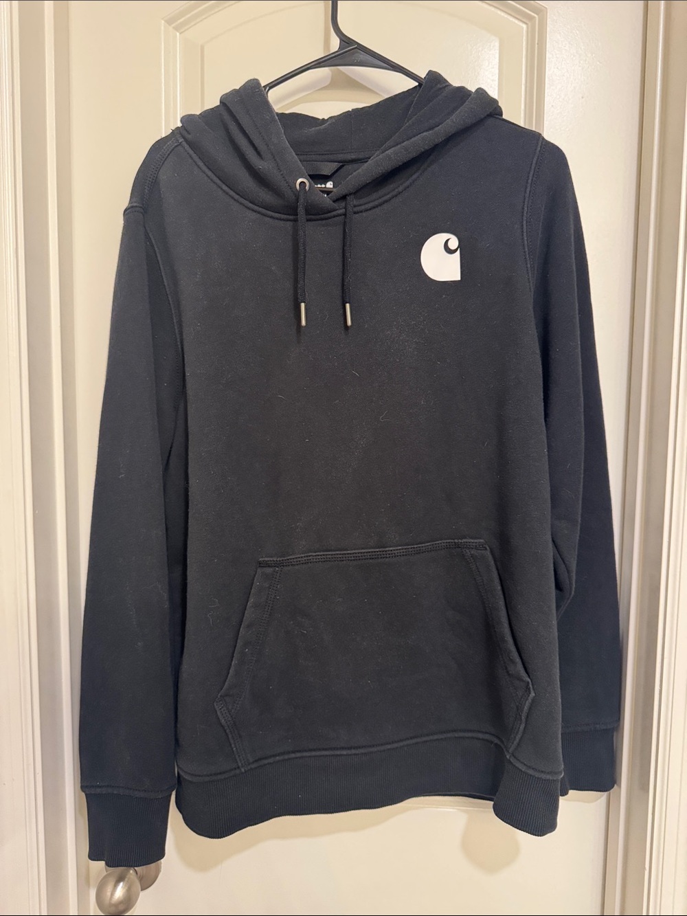 Carhartt women’s Black Logo Hoodie - Pullover Drawstring Sweatshirt